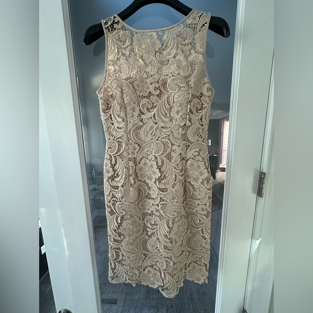Caché Champagne Lace Sheath Dress – Size 4